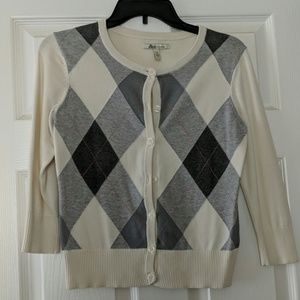 Argyle 3/4 sleeve cardigan